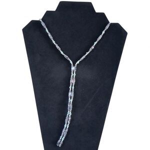 Green Gunmetal Gray Magnetic Hematite Beads Adjustable Lariat Versatile Necklace
